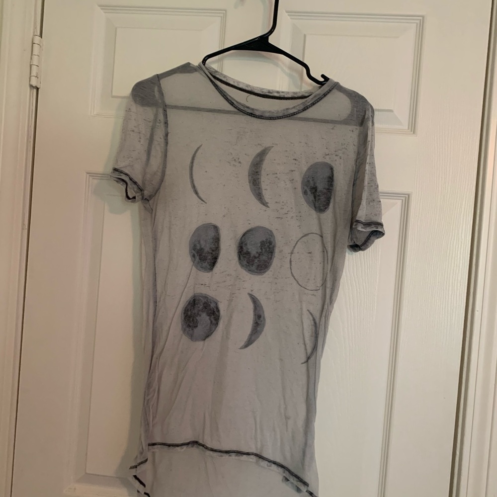 Sheer graphic moon phases T-shirt